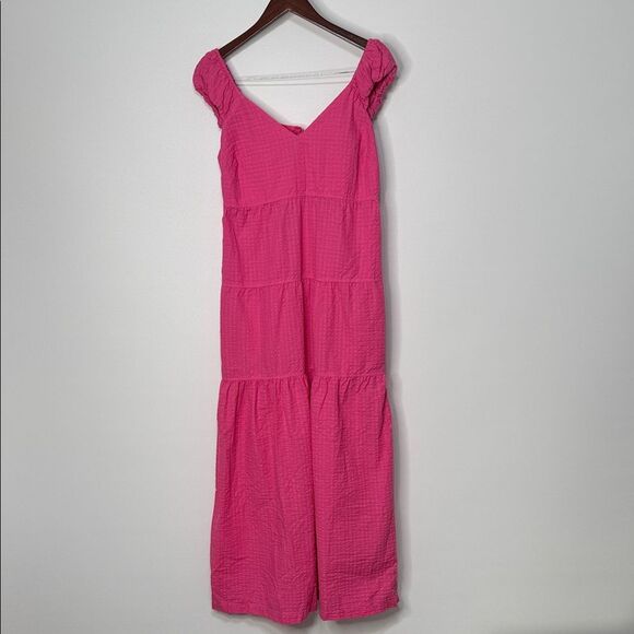 Old Navy Fit & Flare Tiered Seersucker All-Day Maxi Dress Small Tall - Picture 3 of 10